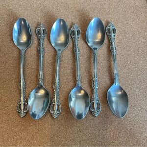 National Silver Co Dynasty II Stainless Flatware 6 Teaspoons Japan Pierced